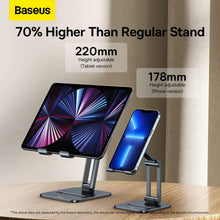 Load image into Gallery viewer, Baseus Desktop Biaxial Foldable Metal Stand (for Tablets) - Grey
