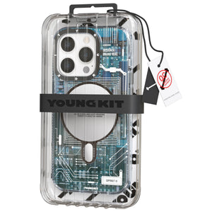 Youngkit Futuristic Circuit Magsafe iPhone 14 Pro  Case- Blue