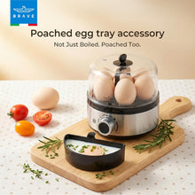 Load image into Gallery viewer, BRAVE Smart Electric Egg Cooker &amp; Boiler 7-Egg | 400W Rapid Steam with Timer &amp; Ding Alert | Custard Bowl Included – Grey
