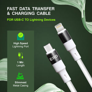 ERD USB-C To Lightning Metal Data Cable - White