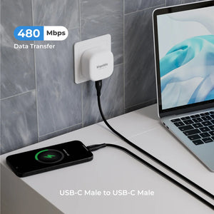 Blupebble PowerFlow PD60W USB-C to USB-C Cable - 20cm/Black