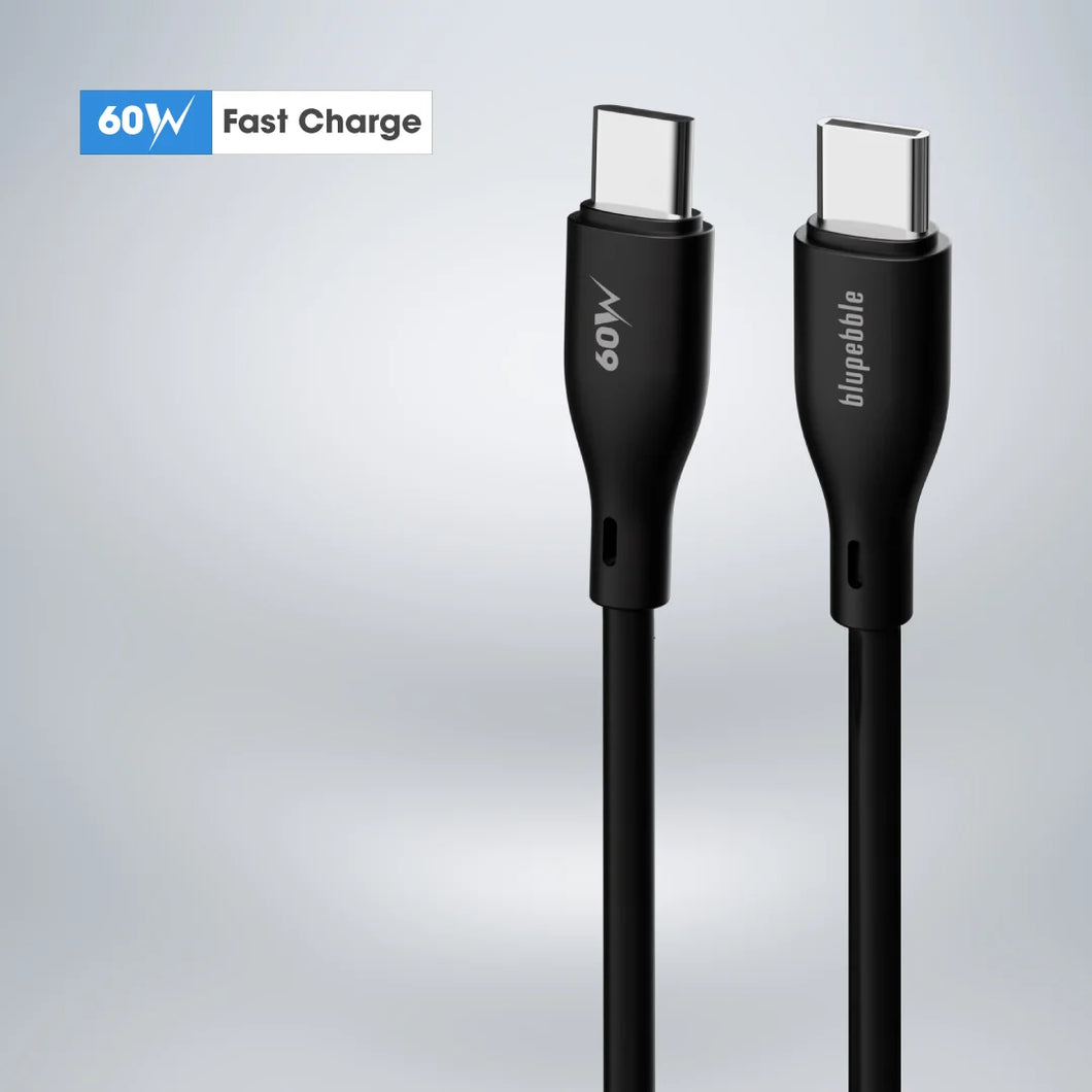 Blupebble PowerFlow PD60W USB-C to USB-C Cable - 1.2m/Black