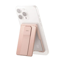 Load image into Gallery viewer, Uniq Heldro ID Magnetic Card Holder with Flex Hand Grip &amp; Stand for Phones – Blush Pink
