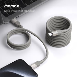 MOMAX ELITE MAG LINK 100W USB-C TO USB-C MAGNETIC CABLE 2M-TITANIUM