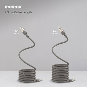 MOMAX ELITE MAG LINK 100W USB-C TO USB-C MAGNETIC CABLE 2M-TITANIUM