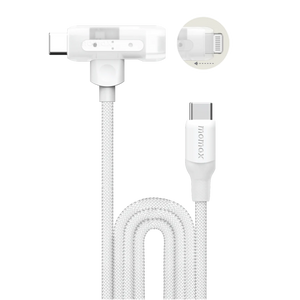 MOMAX 1-LINK FLOW DUO 2IN1 USB-C TO USB-C+LIGHTNING CABLE 1.5M-WHITE