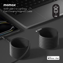 Load image into Gallery viewer, Momax Mag.Link Magnetic USB-C to Lightning Cable 60W 2M - Black
