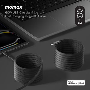 Momax Mag.Link Magnetic USB-C to Lightning Cable 60W 2M - Black