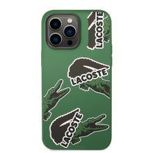 Load image into Gallery viewer, Lacoste Hard Case Liquid Silicone / Microfiber Allover Pattern For iPhone 14 Pro Max - Green
