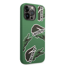 Load image into Gallery viewer, Lacoste Hard Case Liquid Silicone / Microfiber Allover Pattern For iPhone 14 Pro Max - Green
