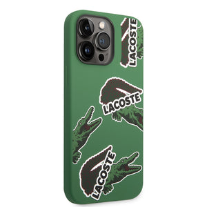 Lacoste Hard Case Liquid Silicone / Microfiber Allover Pattern For iPhone 14 Pro Max - Green