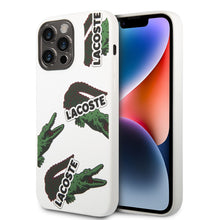 Load image into Gallery viewer, Lacoste Hard Case Liquid Silicone / Microfiber Allover Pattern For iPhone 14 Pro Max - White
