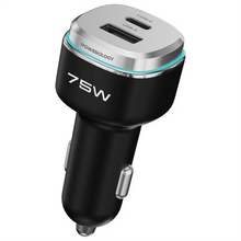 Load image into Gallery viewer, Powerology 75W Dual-Port High-Power Car Charger - Black/Silver
