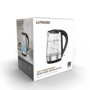 LePresso 360 Transparent Quick-Boil Glass Kettle 1.7Liter