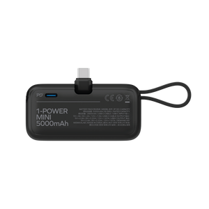 MOMAX 1-POWER MINI 5000mAh 3IN1 POWER BANK WITH USB-C PLUG-BLACK