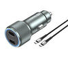 IQ Touch Dual Type-C Car Charger with Type-C Charging Cable
