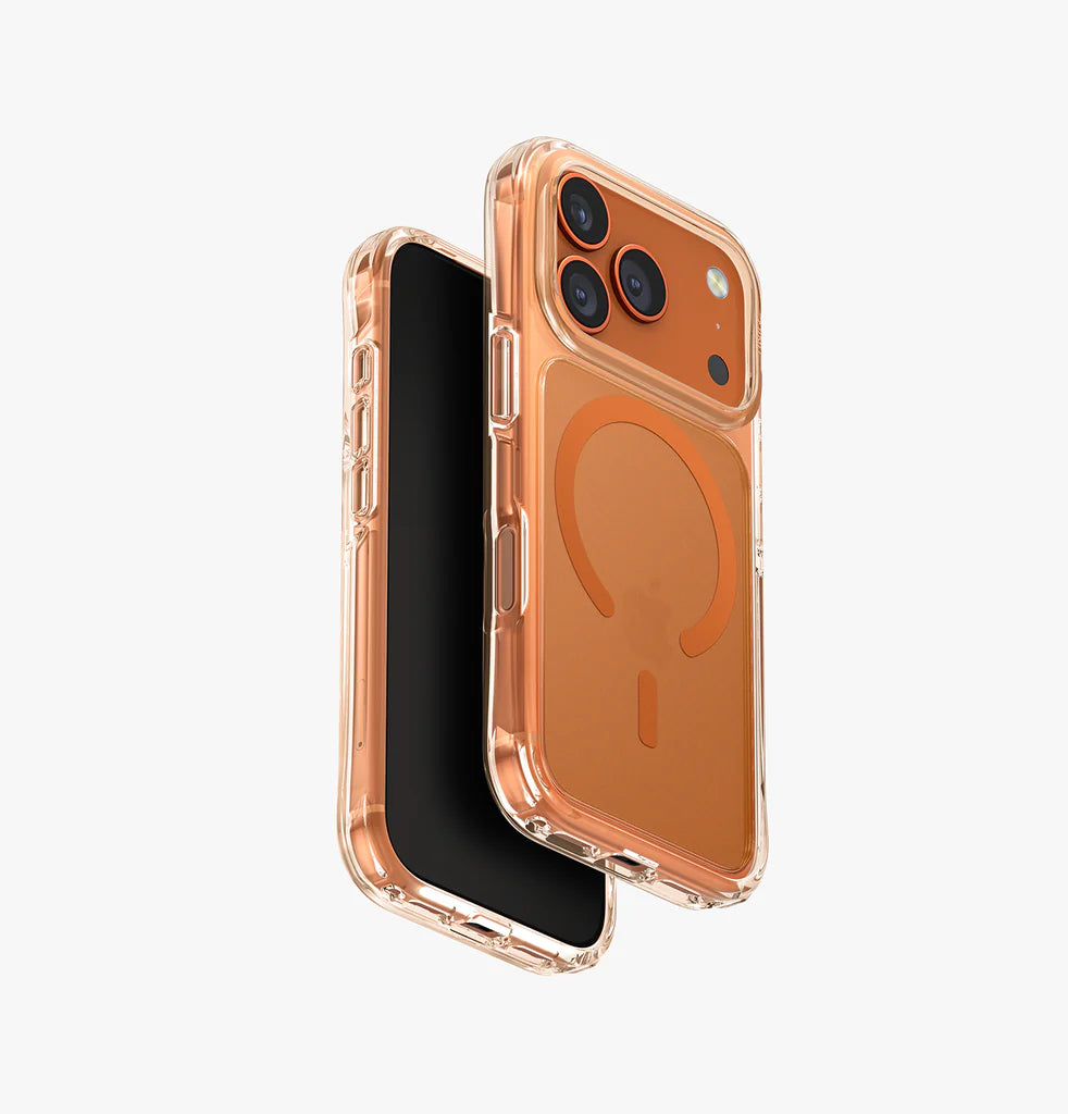 UNIQ iPhone 17 Pro 6.3 LifePro Xtreme Anti-Fingerprint Slim Hybrid Case with MagClick™ Compatibility  - Frost Clear/Volt Orange