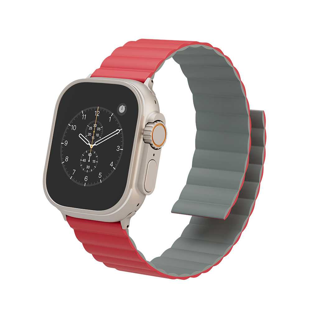 Levelo Cosmo Watch Strap for Apple Watch Ultra 49mm/Series 45mm- Red/Gray