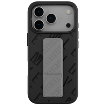 Load image into Gallery viewer, Levelo Morphix Vallo Faux Leather Gripstand Case for iPhone 17 Pro - Charcoal Storm
