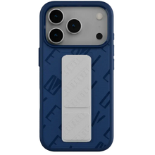 Load image into Gallery viewer, Levelo Morphix Vallo Faux Leather Gripstand Case for iPhone 17 Pro - Cobalt Storm
