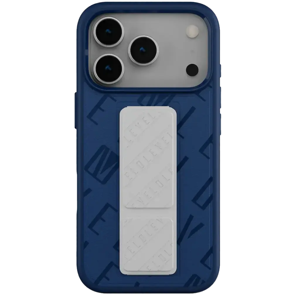 Levelo Morphix Vallo Faux Leather Gripstand Case for iPhone 17 Pro - Cobalt Storm
