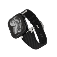 Load image into Gallery viewer, Levelo Toray Silicone &amp; Leather With Carbon Finish Watch Strap For Apple Watch 49mm - Black
