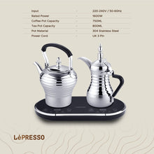 Load image into Gallery viewer, LePresso Dallah Electrical Arabic Coffee and Tea Maker 1600W - Silver
