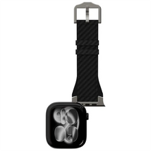 Load image into Gallery viewer, Levelo Toray Silicone &amp; Leather With Carbon Finish Watch Strap For Apple Watch 49mm - Black
