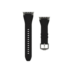 Load image into Gallery viewer, Levelo Toray Silicone &amp; Leather With Carbon Finish Watch Strap For Apple Watch 49mm - Black
