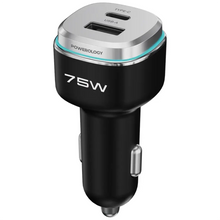 Load image into Gallery viewer, Powerology 75W Dual-Port High-Power Car Charger - Black/Silver
