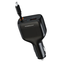Load image into Gallery viewer, Powerology Cyber 81W USB-C Retractable Car Charger - Black
