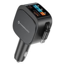 Load image into Gallery viewer, Powerology VoltMax 130W Pro Fast Car Charger with Retractable Cable - Black

