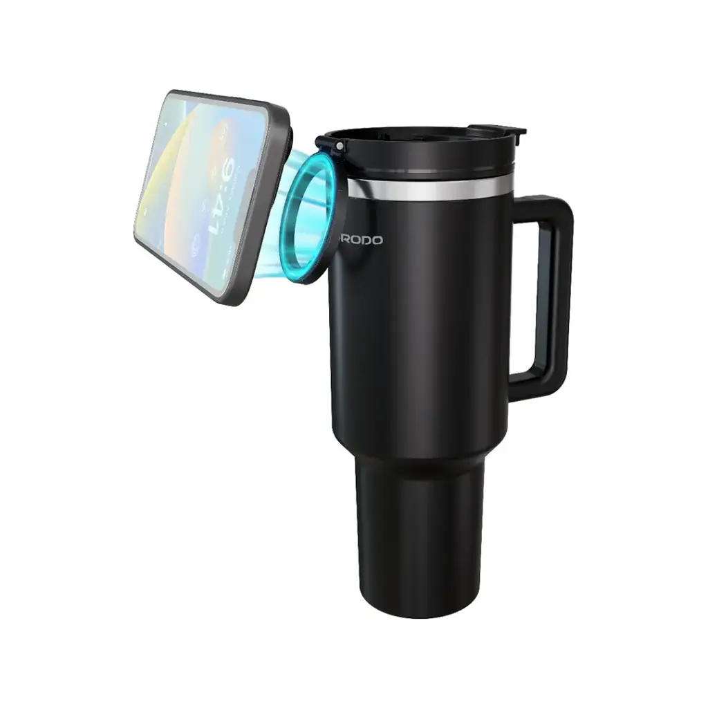 Porodo Lifestyle Hydrate & Hold Magnetic Mount 40oz Insulated Tumbler | MagSafe Mount | 360° Rotation | Stainless Steel