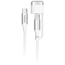 Load image into Gallery viewer, Porodo 2-in-1 Cable MagSafe 3 Charging Cable with USB-C to USB-C - White
