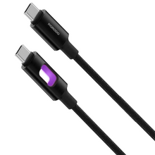 Load image into Gallery viewer, Porodo LED Braided USB-C to USB-C Charging &amp; Data Cable - Black
