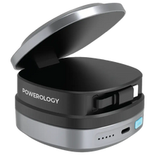 Load image into Gallery viewer, Powerology Lyons 10000mAh Retractable Power Bank - Black

