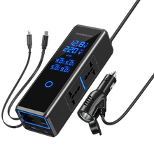 Load image into Gallery viewer, Powerology 300W Car Power Inverter with Retracter Cable - Black
