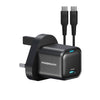 Powerology 20W Single C Port PD Charger UK with Type-C to C 60W Cable - Black