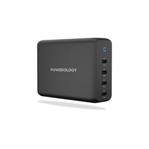 Powerology 165W GaN Desktop Charger x4 USB-C Power Delivery- Black