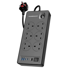 Load image into Gallery viewer, Powerology 6AC 2990W Power Strip PD 20W - Black
