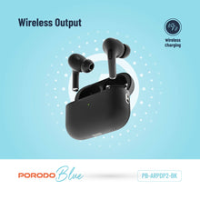 Load image into Gallery viewer, Porodo Blue Deep Bass Wireless Earbuds Pro 2 with Swipe Volume - Black
