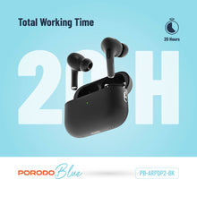 Load image into Gallery viewer, Porodo Blue Deep Bass Wireless Earbuds Pro 2 with Swipe Volume - Black
