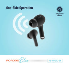 Load image into Gallery viewer, Porodo Blue Deep Bass Wireless Earbuds Pro 2 with Swipe Volume - Black
