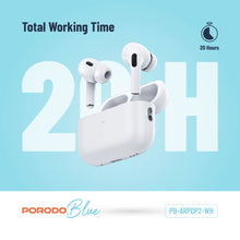 Load image into Gallery viewer, Porodo Blue Deep Bass Wireless Earbuds Pro 2 with Swipe Volume - White
