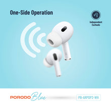 Load image into Gallery viewer, Porodo Blue Deep Bass Wireless Earbuds Pro 2 with Swipe Volume - White
