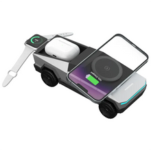 Load image into Gallery viewer, Porodo Cyber Dock Wireless Charger with Rotating Stand | Triple Device Fast Charging | 90° Rotating Stand - Gray
