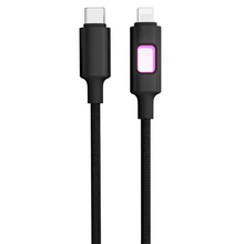 Load image into Gallery viewer, Porodo LED Braided USB-C to Lightning Charging &amp; Data Cable - Black
