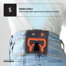Load image into Gallery viewer, Porodo Lifestyle Multifunction Cooling Waist Fan - Brown/Orange
