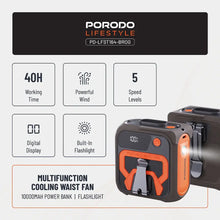 Load image into Gallery viewer, Porodo Lifestyle Multifunction Cooling Waist Fan - Brown/Orange
