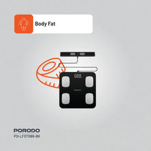 Load image into Gallery viewer, Porodo Lifestyle Precise Analysis Smart Scale | 8 Electrode Body Composition Monitor - Black

